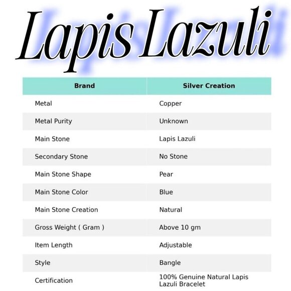 Lapis Lazuli ✦ Wire-Wrapped Bracelet ✦ Copper Pear Stone Adjustable Fit Handmade - Picture 6 of 15